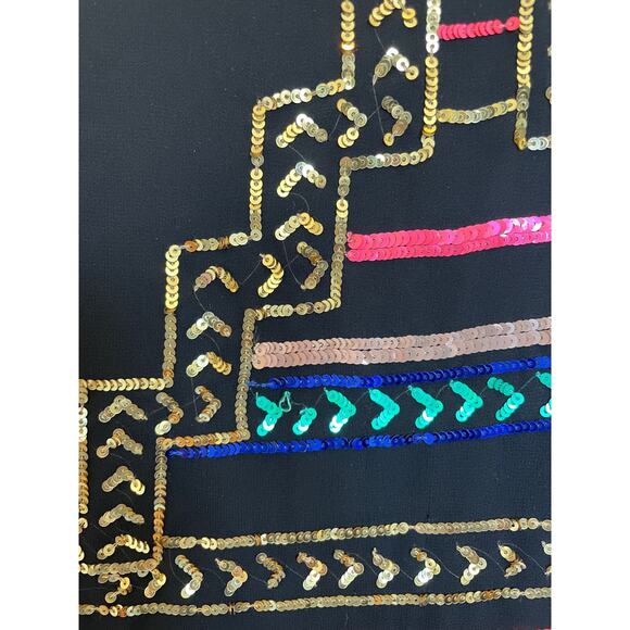 Mara Hoffman Black Mini Sequin Sheath Dress Long Sheer Sleeves- XS - Picture 7 of 8